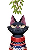 grumpy cat under the mistletoe